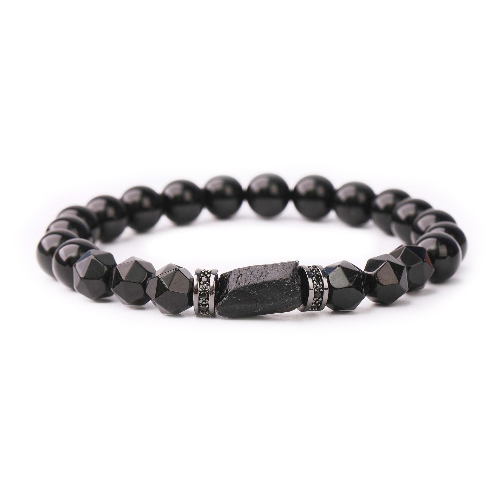 Black Tourmaline Bead Bracelet Handmade Natural Stone Black Onyx Stylish Healing Men's Women's Gifts