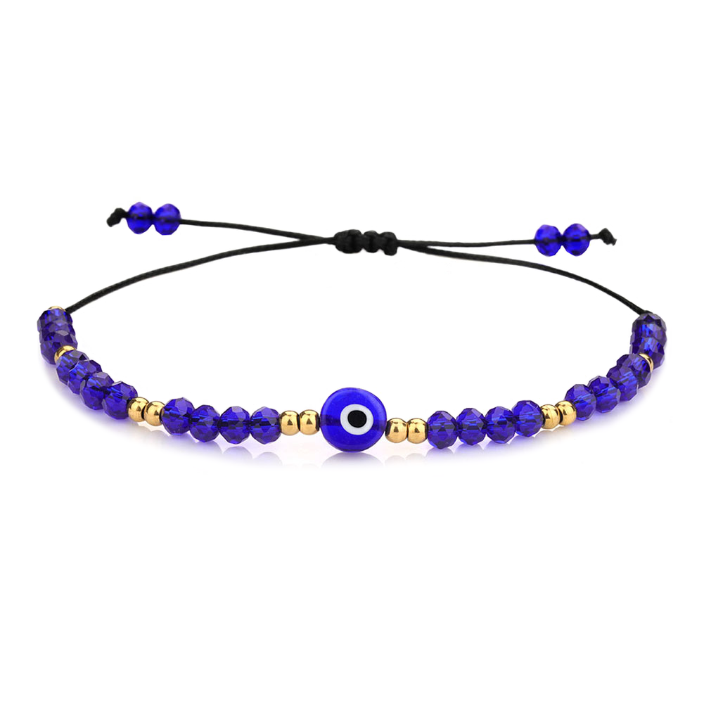 Protection Evil Eye Bracelet, Blue Beaded Braided String Bracelet Women's Adjustable Handcrafted Shield Negative Energy