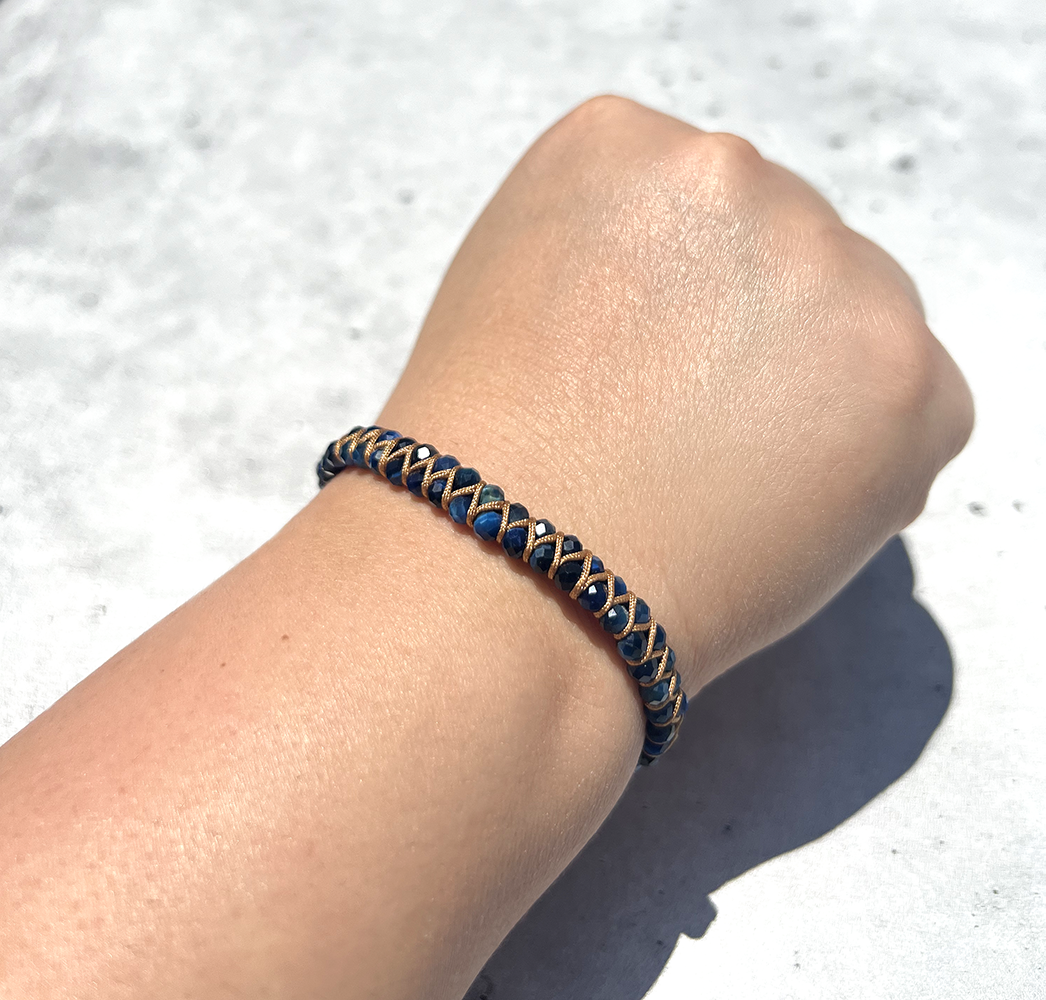 Blue Tiger Eye Boho Faceted Crystal Bead Woven Bracelet Adjustable High Quality Natural Stones Style Stunning Chakra Jewelry