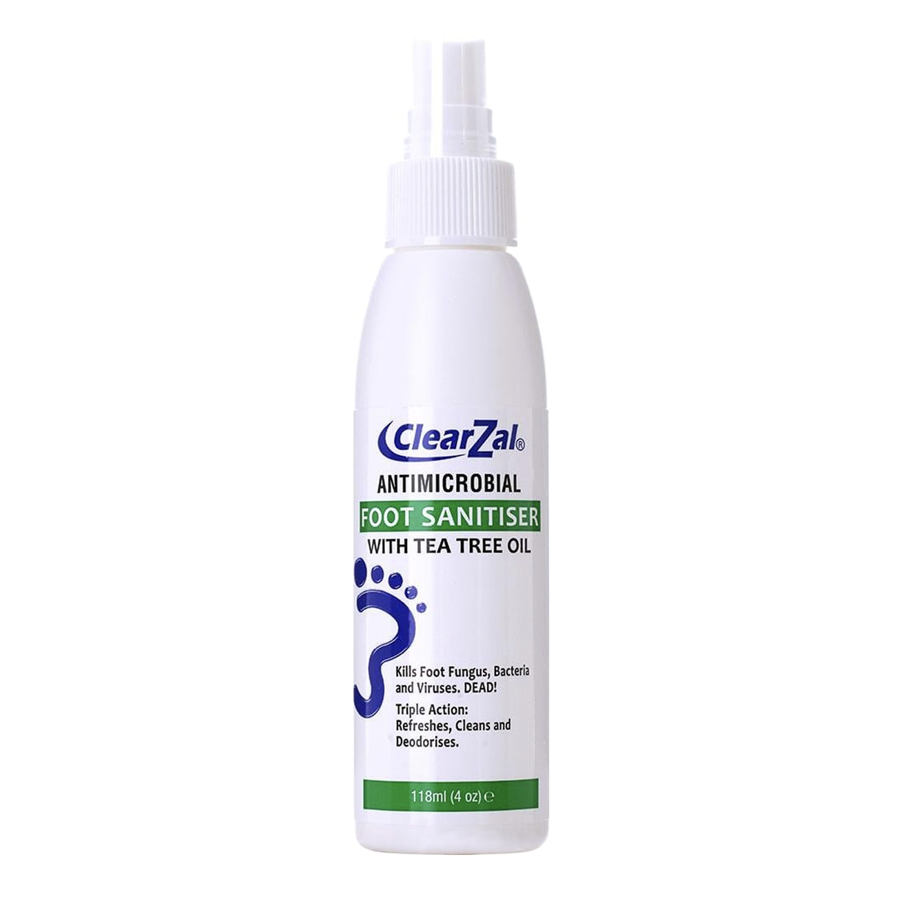 ClearZal Antimicrobial Foot Sanitiser, Kills Foot Fungus Bacteria Viruses, Controls Foot Odor, Eliminates Fungus Bacteria on Feet, Shoes, Socks. Healthy Feet.