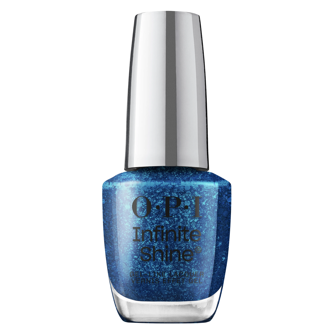 OPI Dust The Competition, Infinite Shine Nail Lacquer, Make 'Em Jelly Collection Summer 2025, Blue Glitter Jelly Long-Lasting Polish