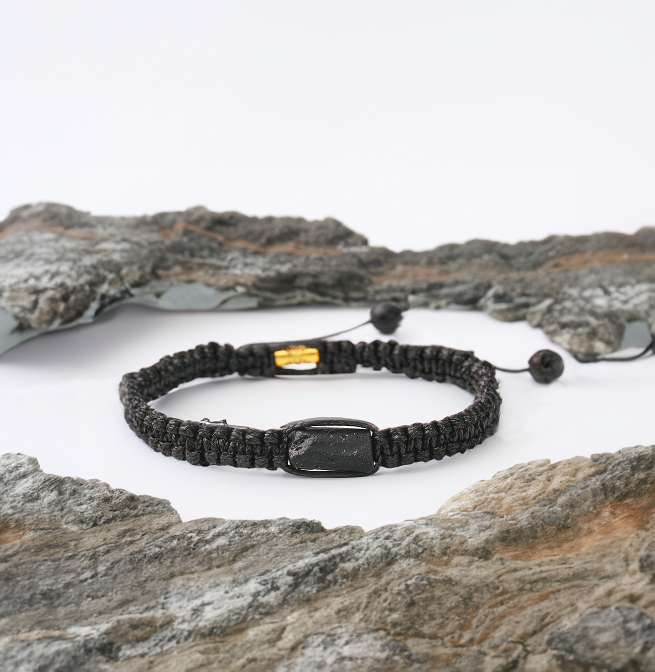 Black Tourmaline Bracelet, Handmade Natural Stone, Adjustable Black String, Men's and Women's, Natural Protection, Grounding Energy, Handcrafted, Unisex Versatile
