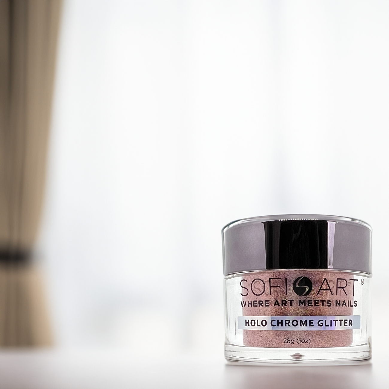 Sofi-Art Holographic Nail Chrome Glitter Art Red Orange Dipping Powder Acrylic