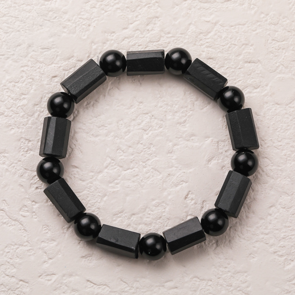 Black Tourmaline Bracelet with Black Agate Beads, Men's and Women's Jewelry