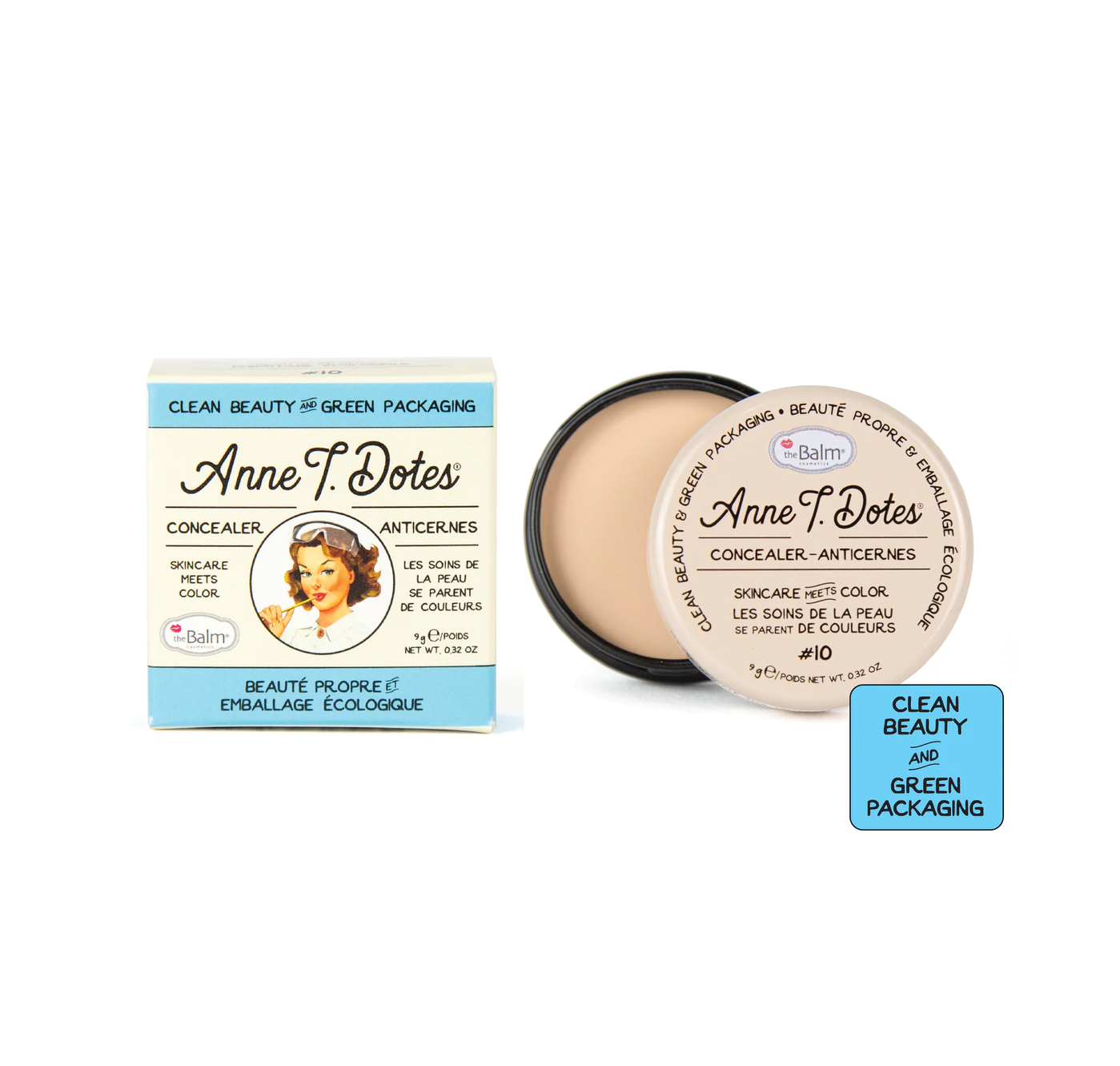 theBalm Cosmetics Anne T. Dotes Concealer Clean Beauty & Green Packaging Anne T. Dotes Concealer is a clean, stealth, skin perfectionist. face makeup