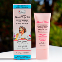 theBalm Cosmetics Anne T. Dotes Face Primer Clean Beauty & Green Packaging replenishing primer preps the skin for a smooth application helps to condition, soothe, and moisturize the skin. Use alone for a dewy glow, or under your foundation for a longer wear.