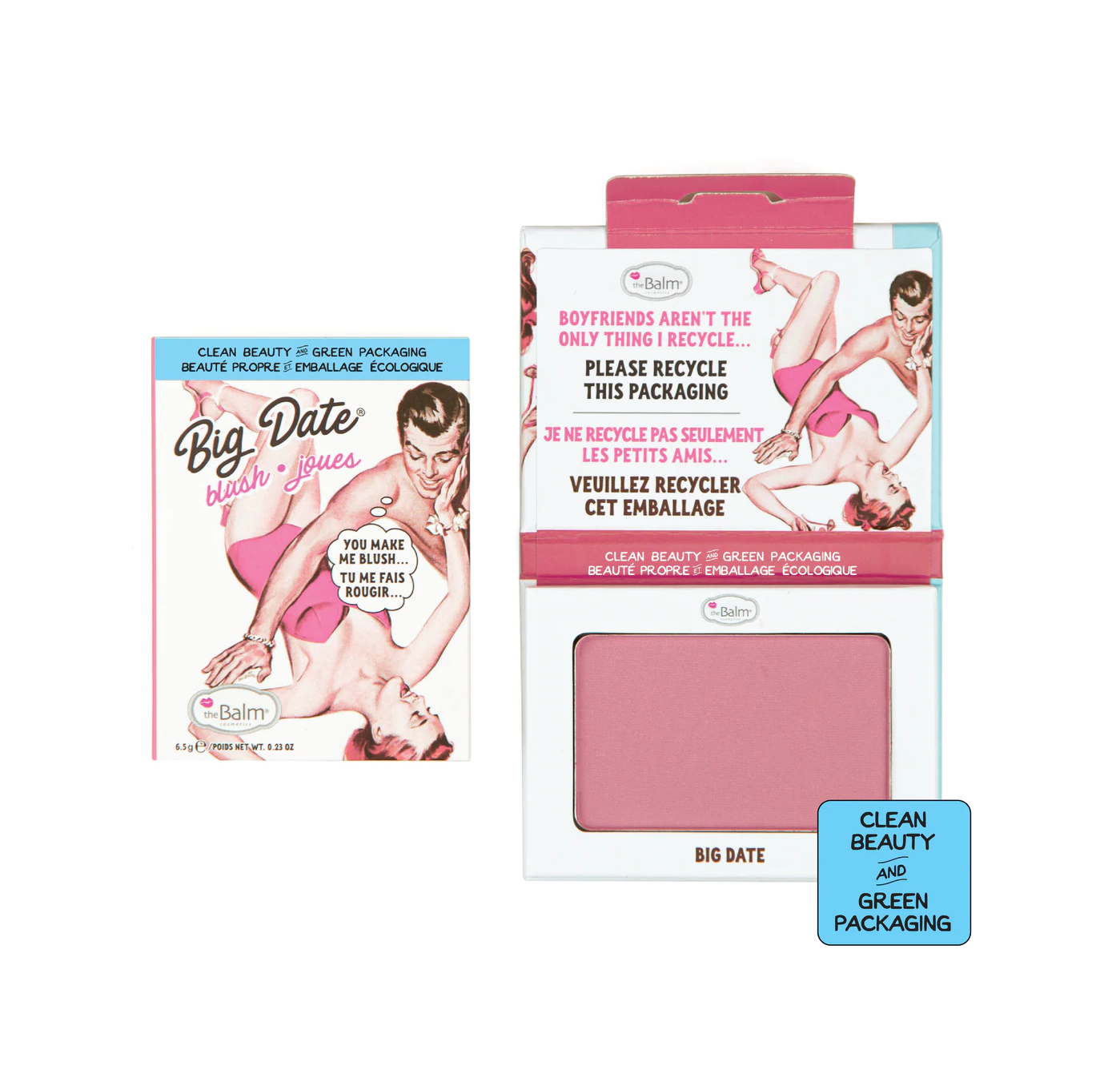 theBalm Cosmetics Big Date Powder BlushClean Ingredients - Recyclable Packaging - Highly Pigmented Cheeks Palette