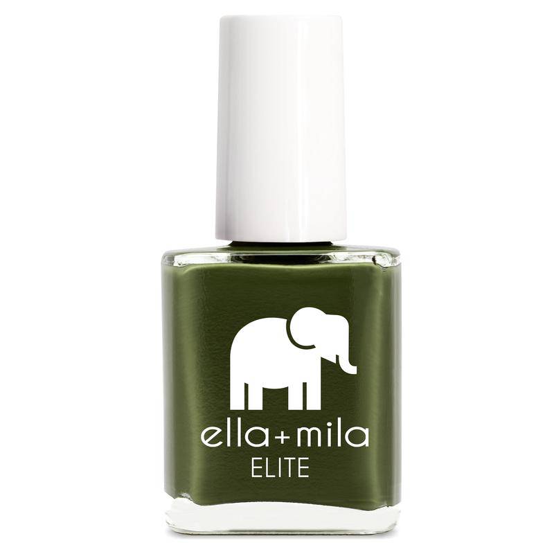 Dark olive green. Vegan. Animal Cruelty-Free. Quick Dry. Chip Resistant. ella+mila Nail Polish - Bon Voyage