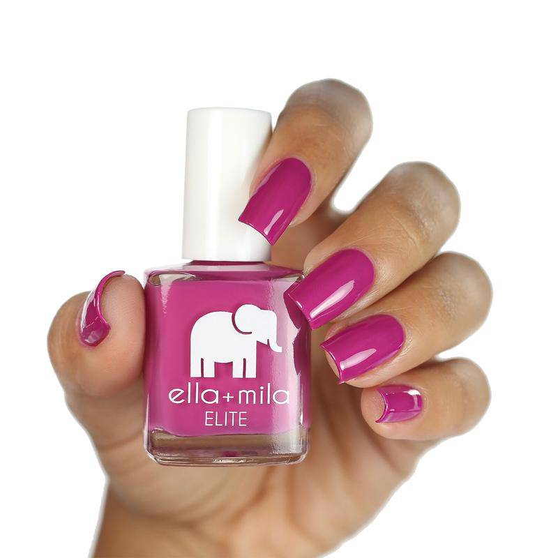 Berry dark pink. Vegan. Animal Cruelty-Free. Quick Dry. Chip Resistant. ella+mila Elite Collection Nail Polish - Summer Roam-ance