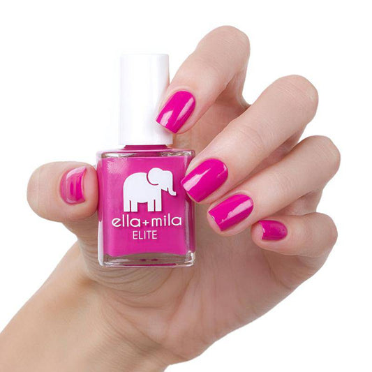 Berry dark pink. Vegan. Animal Cruelty-Free. Quick Dry. Chip Resistant. ella+mila Elite Collection Nail Polish - Summer Roam-ance
