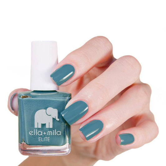 Shimmery dark turquoise. Vegan. Animal Cruelty-Free. Quick Dry. Chip Resistant. ella+mila Elite Collection Nail Polish - Under The Sea