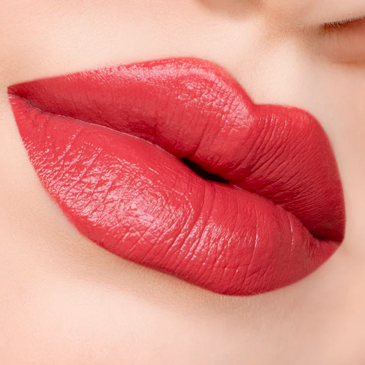 Burnt orange-red. Creamy Finish. Plant-Based. Vegan. Animal Cruelty-Free. Vitamin E Enriched - Moisturizing. Ultra-Lightweight - Non-Stick Formula. ella+mila Liquid Lipstick - Touch of Love