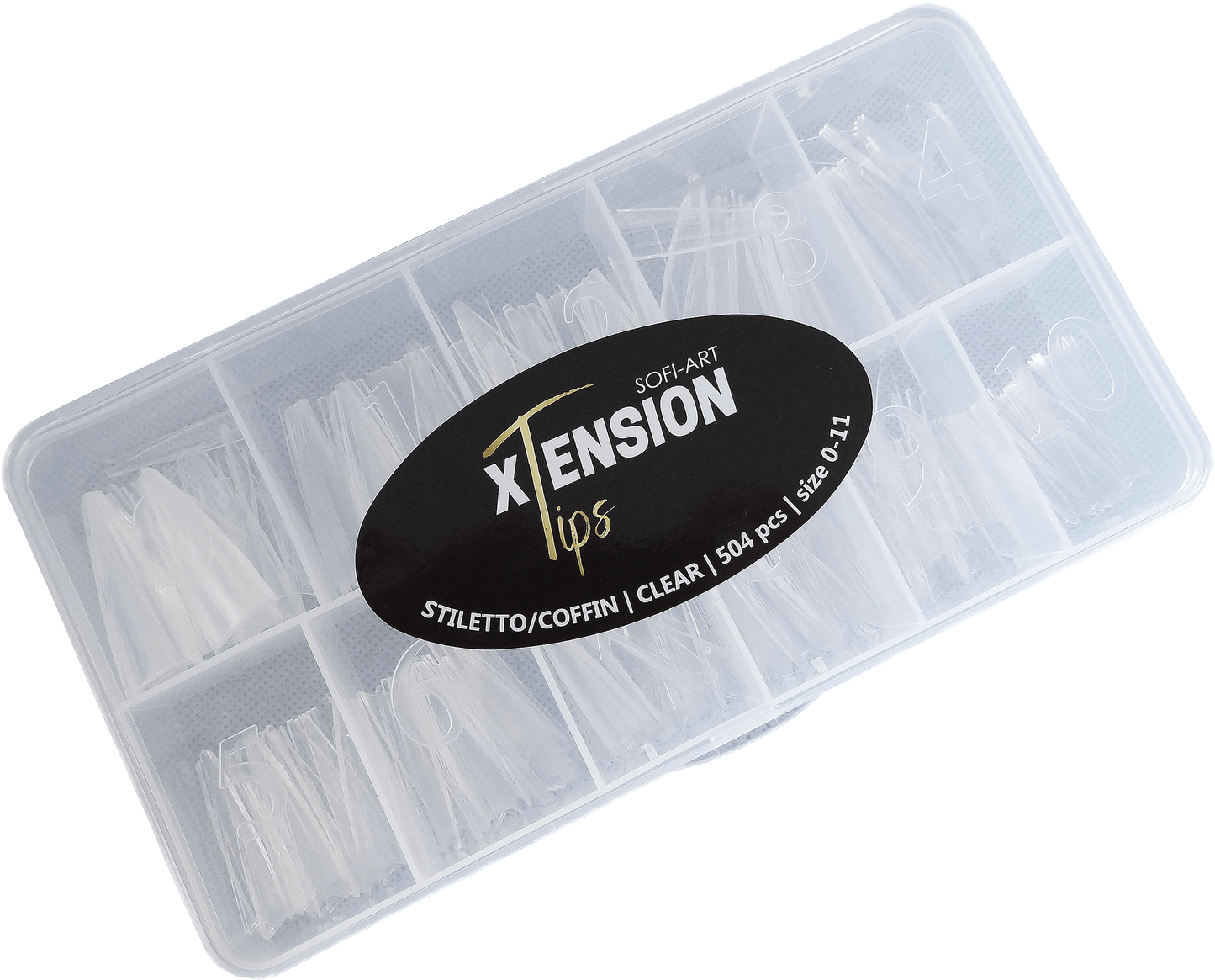 Sofi Art, Sofi Art Xtension Nail Tips Stiletto Coffin Clear, Nail Tips