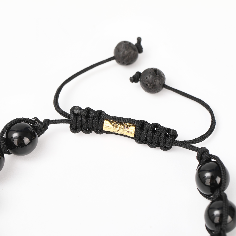 Men's Women's Black Tourmaline Black Onyx Adjustable Bead Bracelet, Natural Stone, Trend 2023 2024 Stylish, European, Classic Healing Protection Therapy