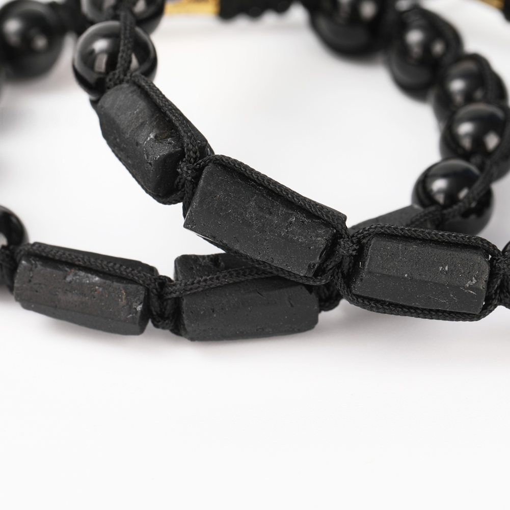 Men's Women's Black Tourmaline Black Onyx Adjustable Bead Bracelet, Natural Stone, Trend 2023 2024 Stylish, European, Classic Healing Protection Therapy