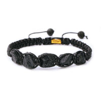 Black Tourmaline Handmade Natural Stone Adjustable Black String Bracelet Braided Nylon Cord Shield Protection Cleansing