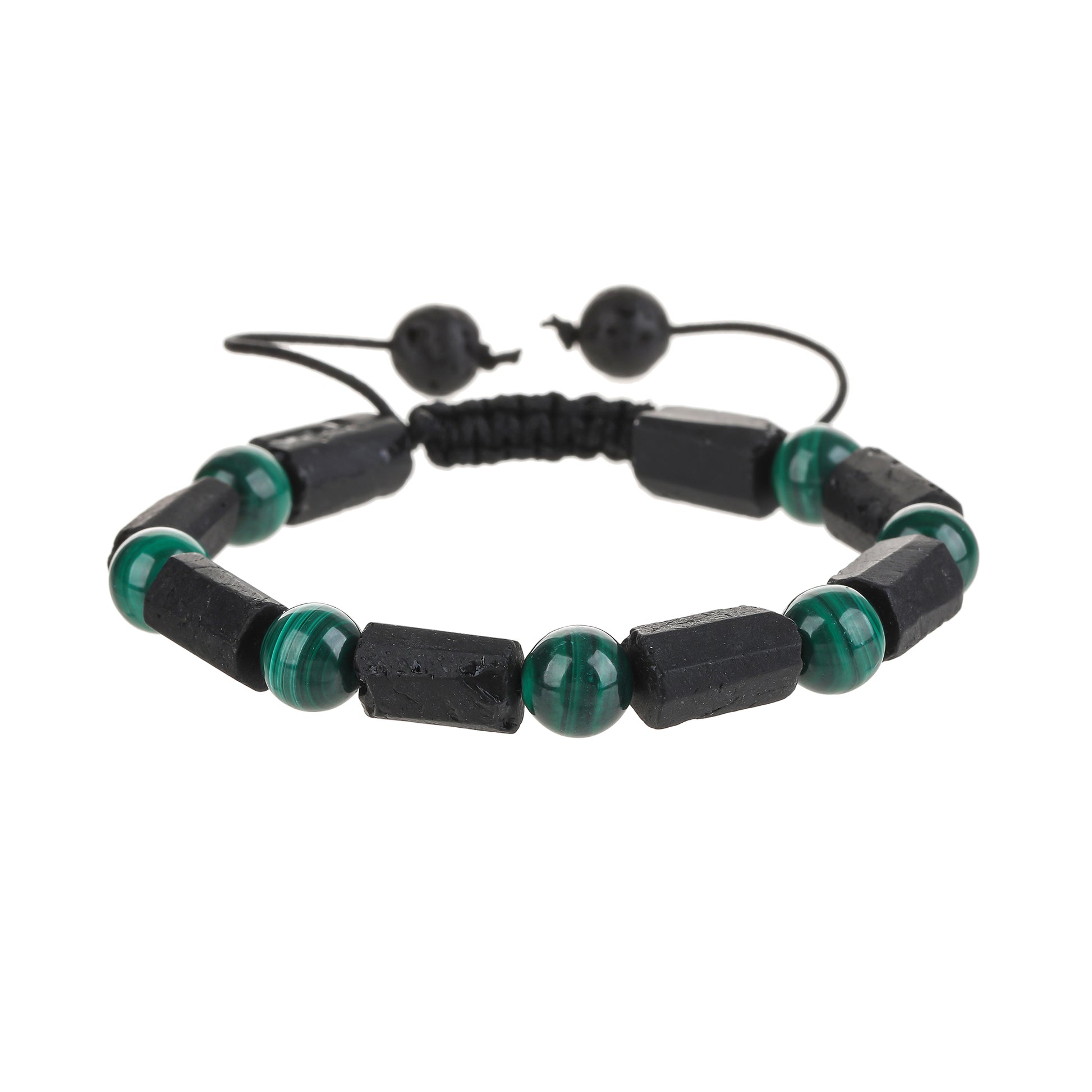 Black Tourmaline Bracelet, Handmade Natural Stone, Malachite Bead Protection Grounding Courage Healing Stones Jewelry Gift Any Occasion Men's Women's
