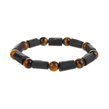 Black Tourmaline Bracelet, Handmade Natural Stone, Tiger Eye Protection Grounding Courage Healing Stones Jewelry Gift Any Occasion Men's Women's