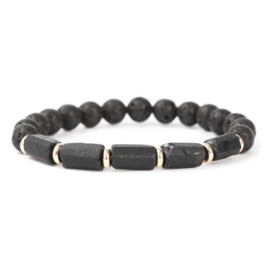Men's Women's Black Tourmaline Lava Rock Bead Bracelet, Natural Stone, Trend 2023 2024 Stylish, European, Classic Healing Protection Therapy