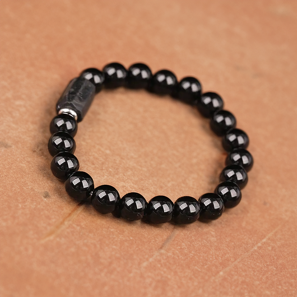 Handmade Black Tourmaline Bracelet, Black Agate Beads, Protection Bracelet, Men's and Women's Jewelry
