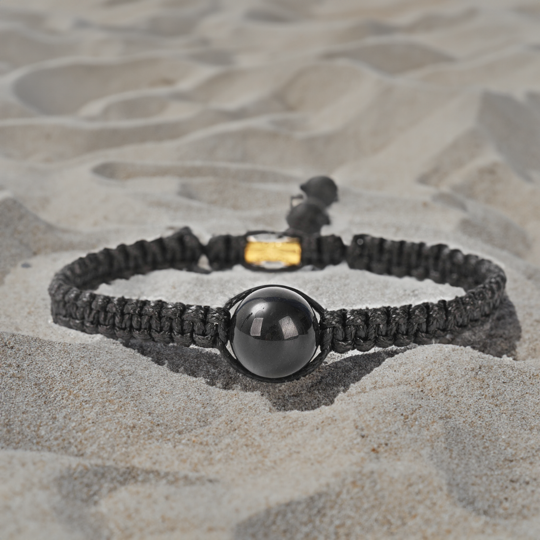 Black Tourmaline Bracelet Round Bead Handmade Natural Stone Dangle Adjustable Women's Bracelet Jewelry Gifts Healing Therapy Protection Shield