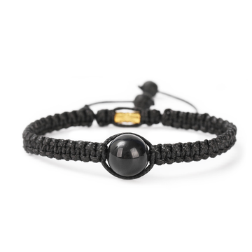 Black Tourmaline Bracelet Round Bead Handmade Natural Stone Dangle Adjustable Women's Bracelet Jewelry Gifts Healing Therapy Protection Shield