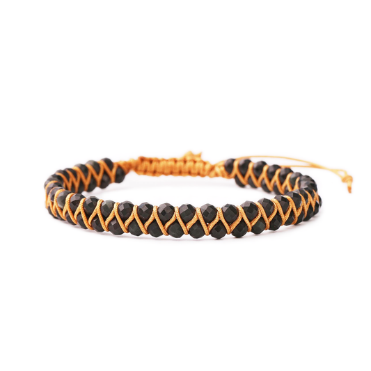 Black Obsidian Boho Faceted Crystal Bead Woven Bracelet Adjustable High Quality Natural Stones Style Stunning Chakra Jewelry