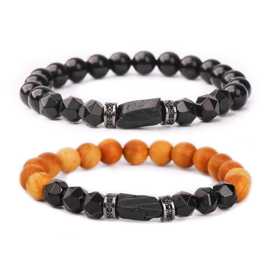Each stone is hand selected to ensure a high quality piece of jewelry. Black Touramline helps create a shield of protection and to prevent negative energy from entering. It represents purification and the cleansing of the emotional body. Black Onyx crystals can be used  used for grounding, protection and self control which shield us against negative energy.