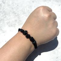 Black Tourmaline Handmade Natural Stone Adjustable Black String Bracelet Braided Nylon Cord Shield Protection Cleansing