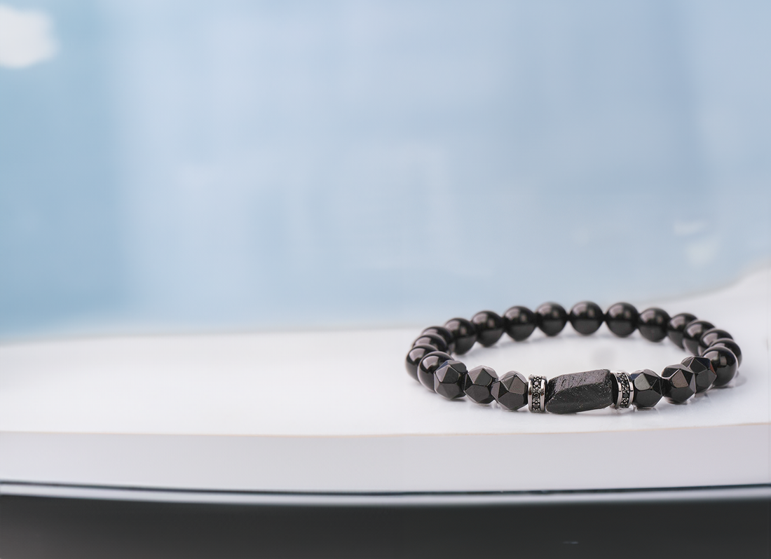 Black Tourmaline Bead Bracelet Handmade Natural Stone 2023 Black Onyx Stylish Healing