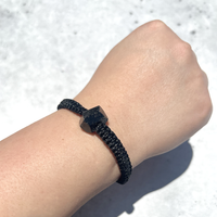 Black Tourmaline Handmade Large Natural Stone Adjustable Black String Bracelet Braided Nylon Cord Shield Protection Cleansing