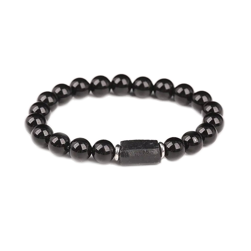 Handmade Black Tourmaline Bracelet, Black Agate Beads, Protection Bracelet, Men's and Women's Jewelry