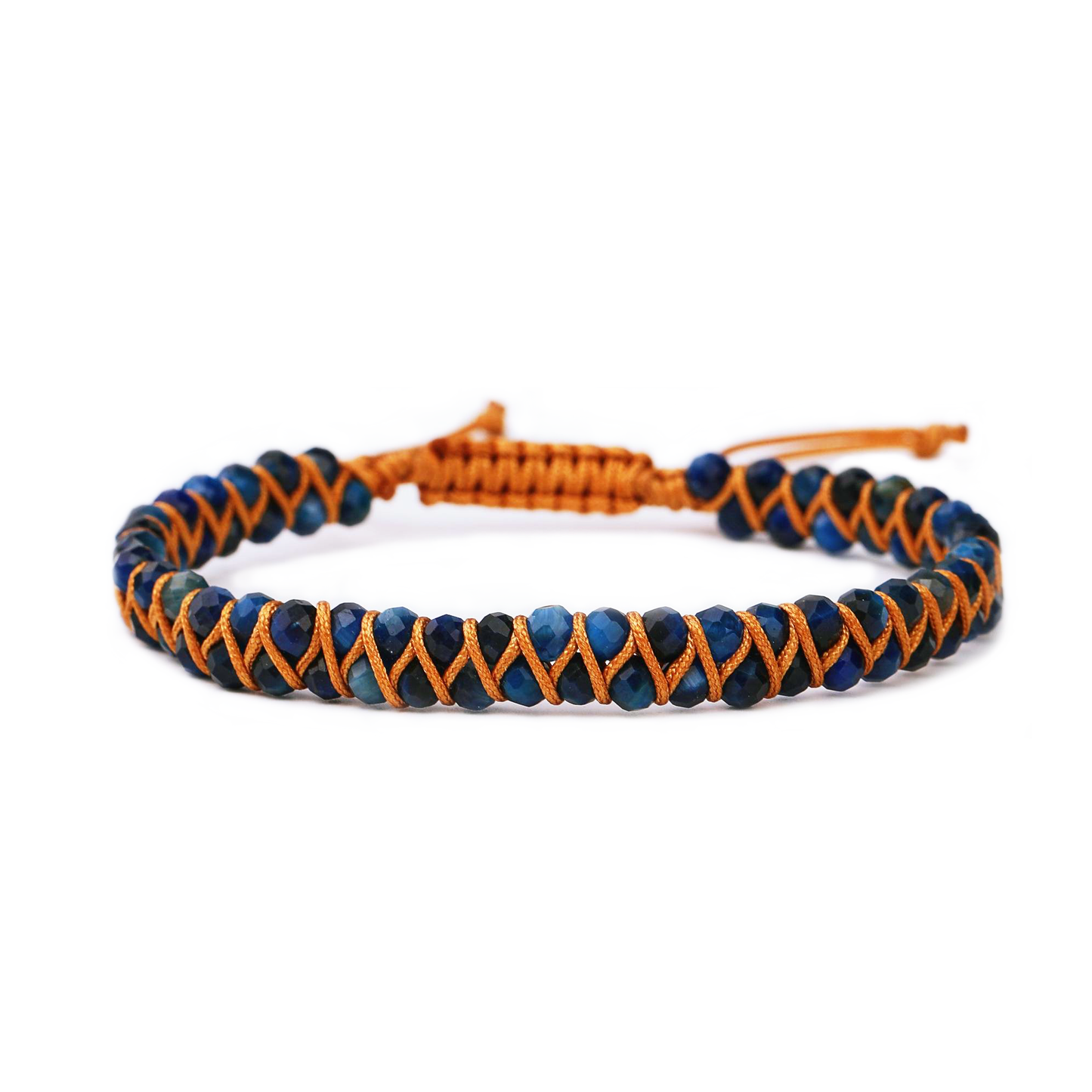 Blue Tiger Eye Boho Faceted Crystal Bead Woven Bracelet Adjustable High Quality Natural Stones Style Stunning Chakra Jewelry