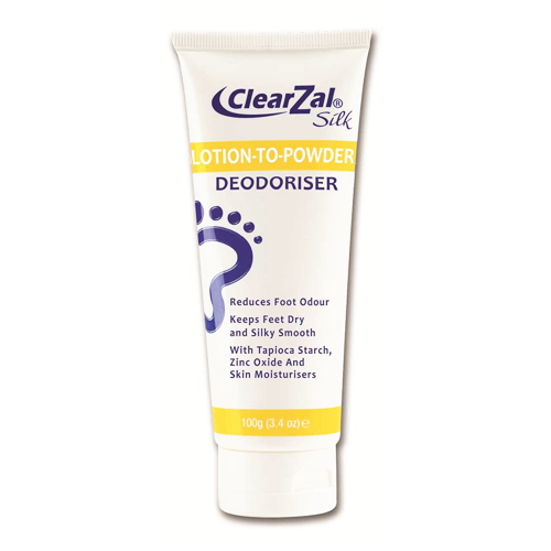 Clearzal Lotion to Powder, Deodorizing and Odor Eliminating Foot Cream That Goes On As a Cream and Dries To Powder, Leaves Feet Dry and Silky Smooth, 3.4 Ounce Tube