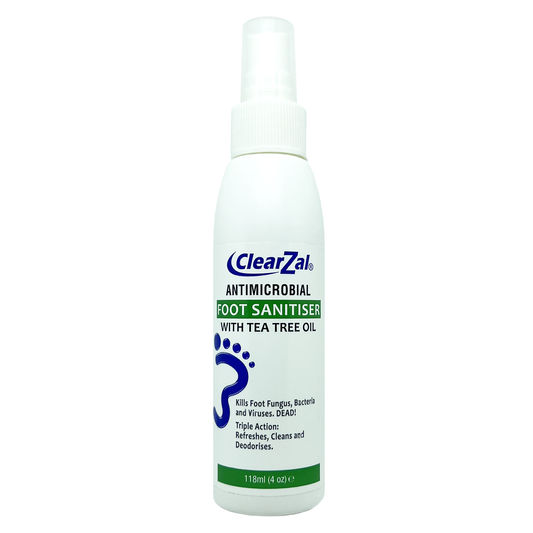 ClearZal Antimicrobial Foot Sanitiser, Kills Foot Fungus Bacteria Viruses, Controls Foot Odor, Eliminates Fungus Bacteria on Feet, Shoes, Socks. Healthy Feet.