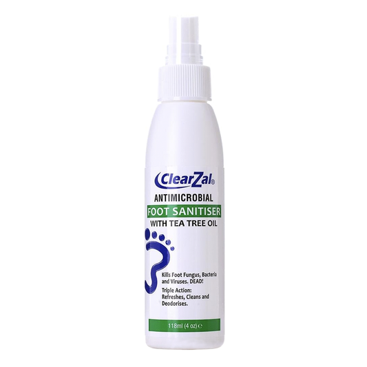 ClearZal Antimicrobial Foot Sanitiser, Kills Foot Fungus Bacteria Viruses, Controls Foot Odor, Eliminates Fungus Bacteria on Feet, Shoes, Socks. Healthy Feet.