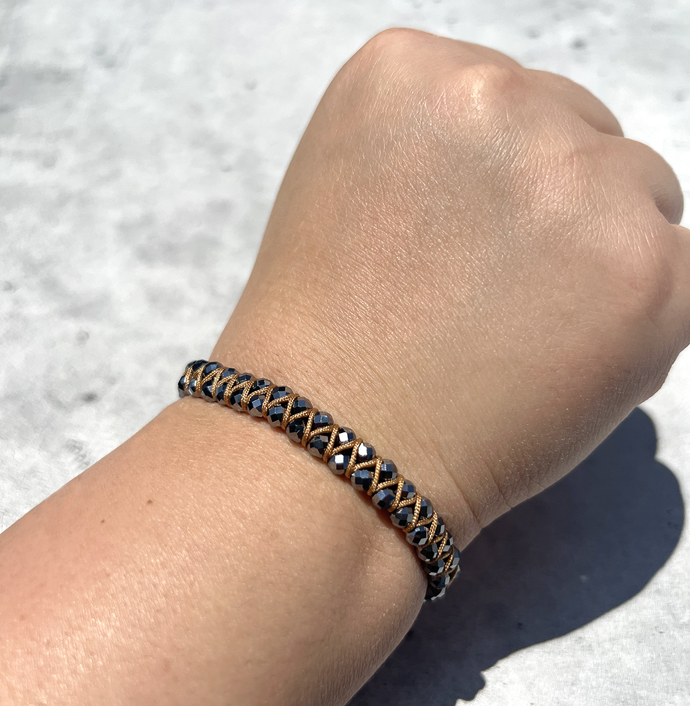 Hematite Boho Faceted Crystal Bead Woven Bracelet Adjustable High Quality Natural Stones Style Stunning Chakra Jewelry