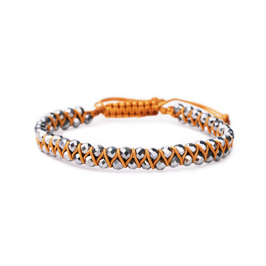 Hematite Boho Faceted Crystal Bead Woven Bracelet Adjustable High Quality Natural Stones Style Stunning Chakra Jewelry