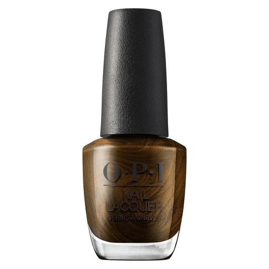 OPI Band Tease, What's Your Mani-tude? Collection Fall 2025, Nail Lacquer, Semi-Sheer Dark Gold Brown Metallic