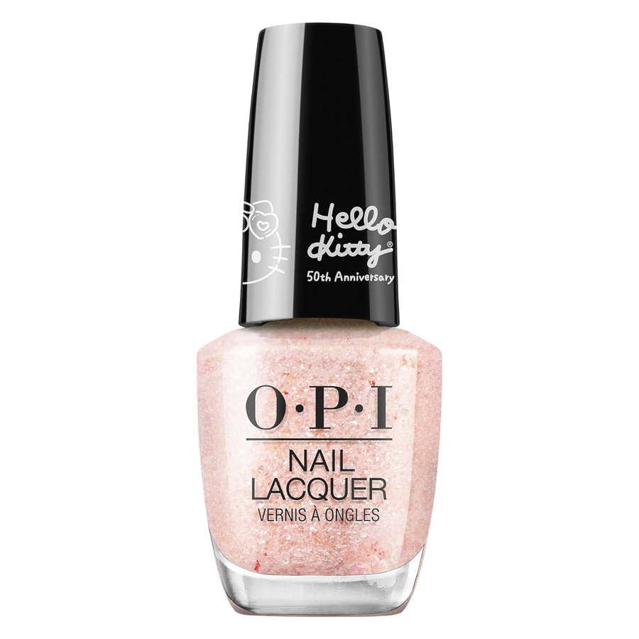 OPI Hello Kitty 50th Collection 2024, Big Celebration, Nail Lacquer, Sheer Peachy Shimmer, Vegan