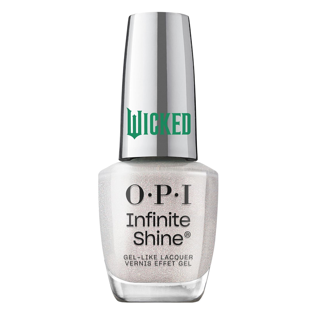 OPI Don't Hide Your Magic, Infinite Shine Nail Lacquer, Wicked Collection Holiday 2024, White Long-Lasting Polish with Light Blue and Pink Shimmer