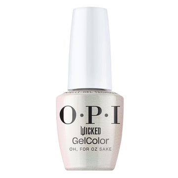 OPI Oh For Oz Sake, Wicked Collection Holiday 2024, GelColor Soak-Off Gel Polish Intelli-Gel Technology, White Polish with Pink Green Pearlescence