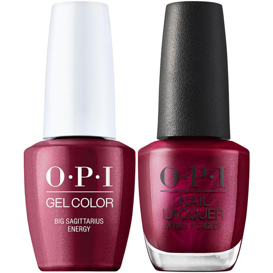OPI GelColor + Matching Nail Lacquer Big Sagittarius Energy GCH024 Burgundy Pearl Gel Nail Polish Big Zodiac Energy Collection Fall 2023