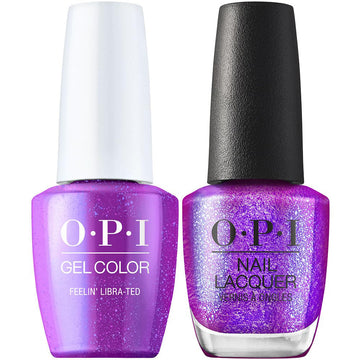OPI GelColor + Matching Nail Lacquer Feelin' Libra-ted GCH020 Violet Shimmer Gel Nail Polish Big Zodiac Energy Collection Fall 2023