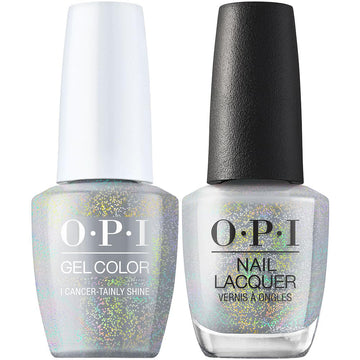 OPI GelColor + Matching Nail Lacquer I Cancer-tainly Shine GCH018 Silver Holographic Gel Nail Polish Big Zodiac Energy Collection Fall 2023