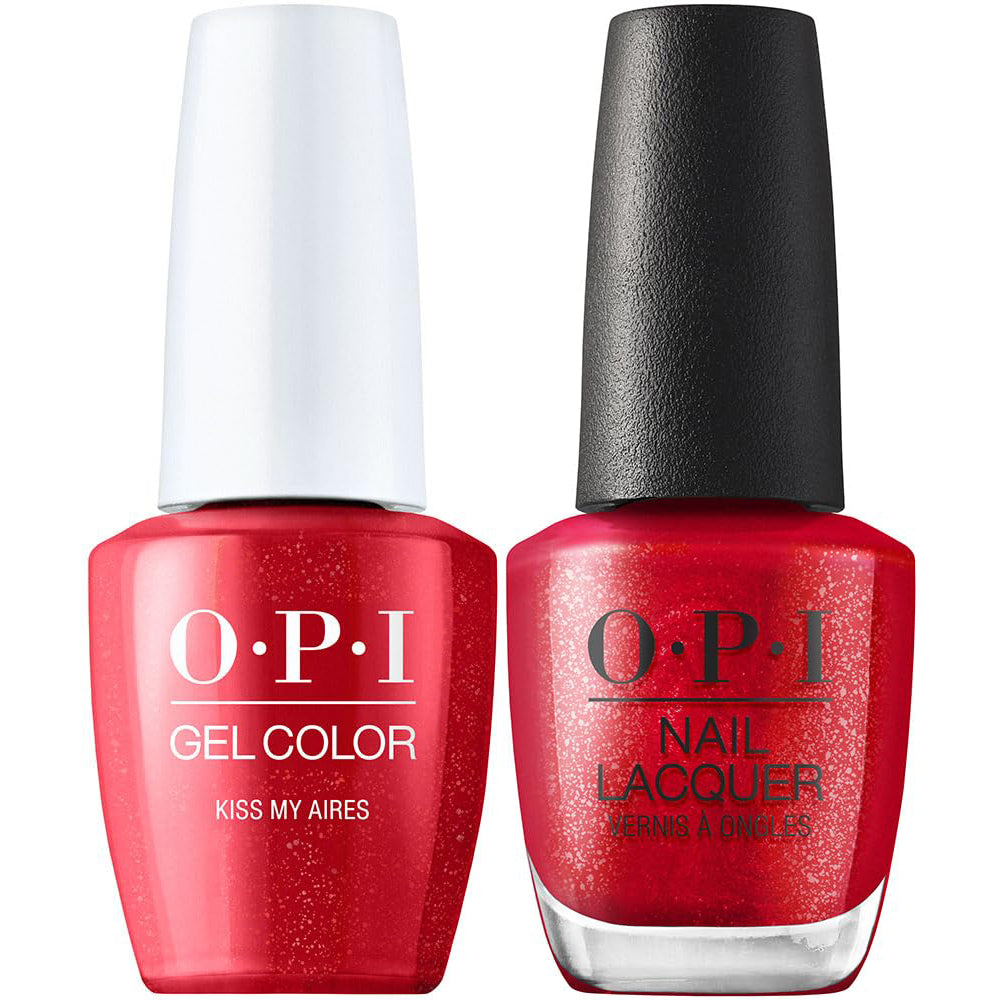 OPI GelColor + Matching Nail Lacquer Kiss My Aries GCH025 Fiery Red Shimmer Gel Nail Polish Big Zodiac Energy Collection Fall 2023