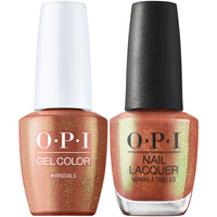 OPI GelColor + Matching Nail Lacquer #Virgoals GCH014 Bronze Pearl Gel Nail Polish Big Zodiac Energy Collection Fall 2023