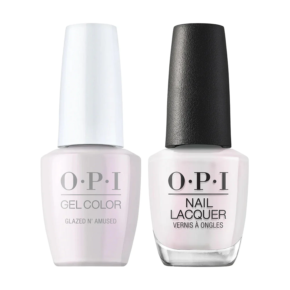 OPI GelColor Glazed N' Amused, Soak-Off Gel Polish + Matching Nail Lacquer, OPI Your Way Collection, Spring 2024, Pearl Pink Sheer, Professional, 0.5 fl oz