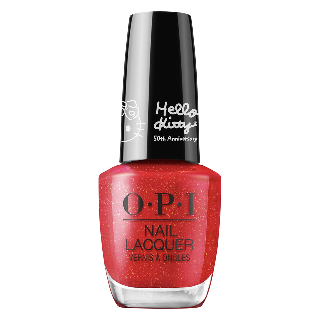 OPI Hello Kitty 50th Collection 2024, Hello Kitty Hello Pretty, Nail Lacquer, Semi-Sheer red shimmer, Vegan
