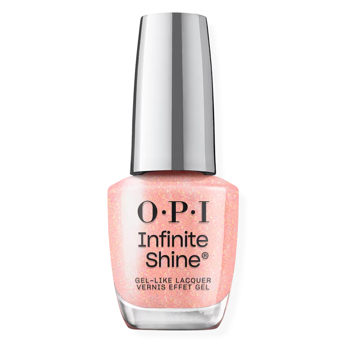 OPI Suzi's Pedicure Throne, Infinite Shine Nail Lacquer, OPI'm Dreaming Collection Spring 2025, Sheer Coral Gold Shimmer Long-Lasting Polish